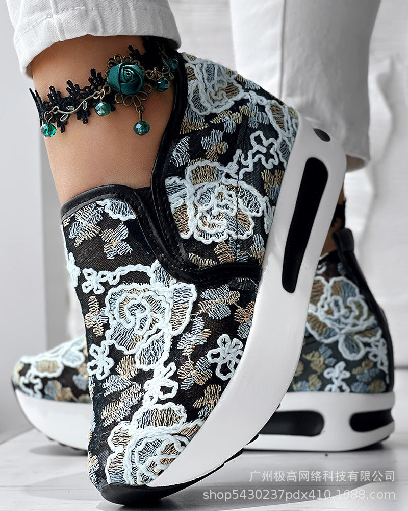 Wholesale Women's New Fashion All-match Colorful Rose Sneakers